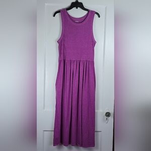 Sonoma Magenta Pink Tank Midi Dress with Pockets Size L